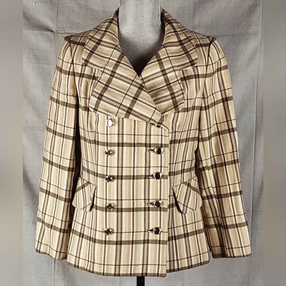 Vintage I Magnin Double Breasted Plaid Jacket
